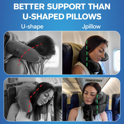 JPillow Travel Pillow for Airplanes – A Little Bulky, Expensive, and Takes a Couple of Minutes to Master, but Supports Your Head and Neck in Genuine Luxury – British Invention of the Year (Black)
