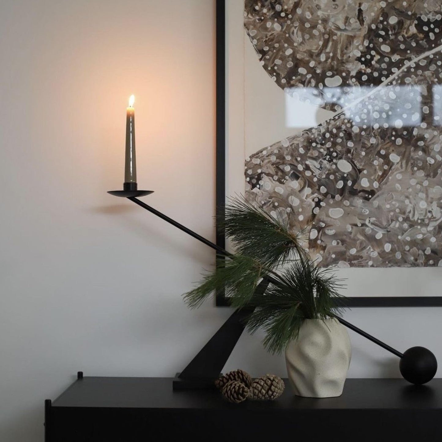 Remenna Black Metal Modern Candle Holder Candlestick Holders Decorative Candle Stand, Tapered Candle Holders Home Decoration 19 inch