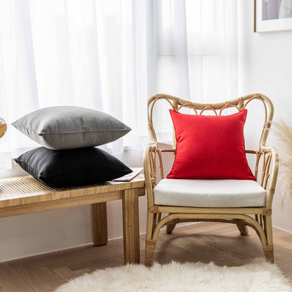 Home Brilliant Red Pillow Covers 18x18 Outdoor Pillows for Patio Waterproof Throw Pillow Cover for Couch Chair Tent Wedding Party Outdoor Christmas Decorations, 18x18 inches(45cm), Red