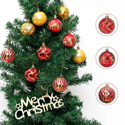30ct Christmas Ball Ornaments Shatterproof Christmas Hanging Tree Decorative Balls for Party Holiday Wedding Decor Red Gold, 2.36", 60mm