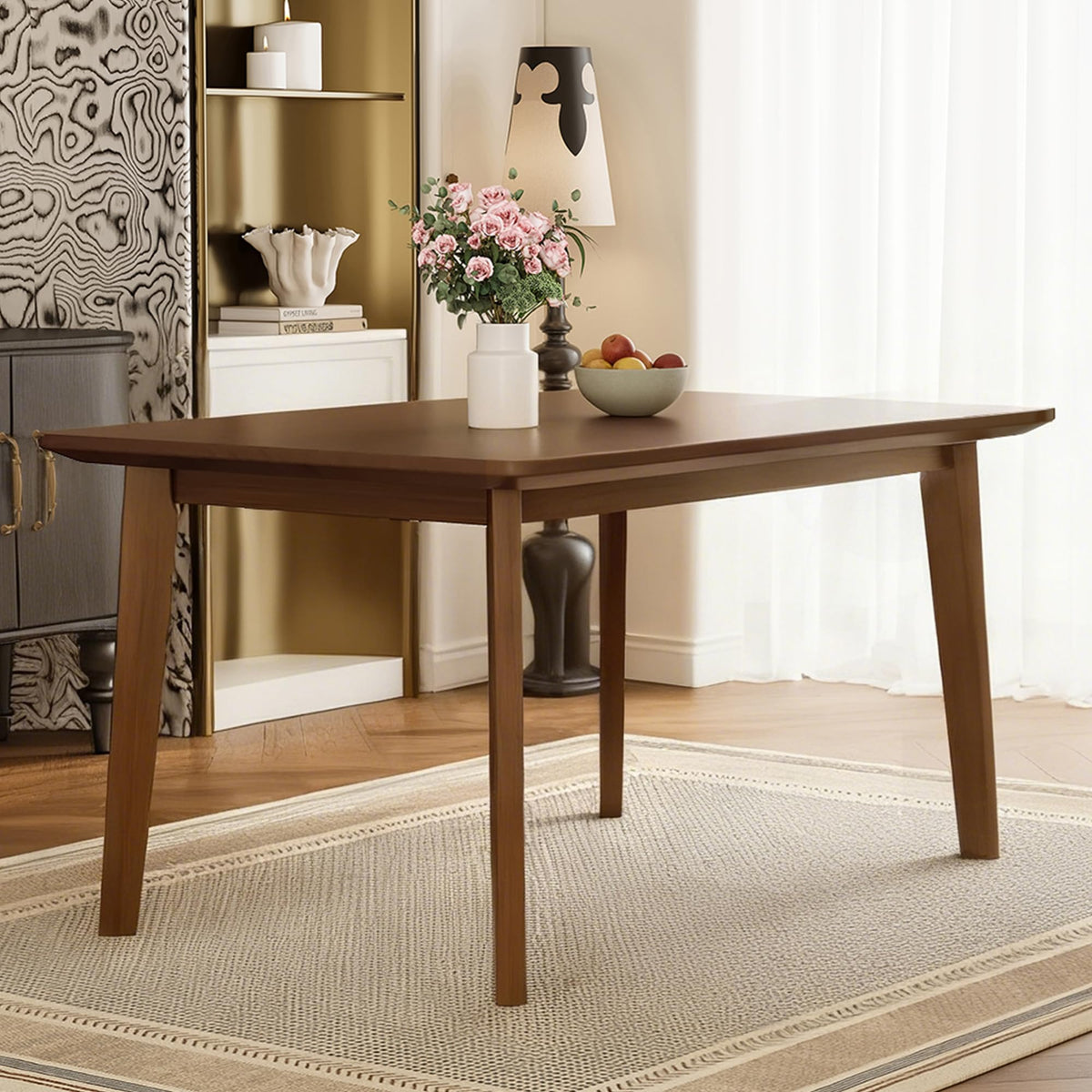 Merax Rustic Wooden Rectangular Kitchen Table, Farmhouse Dinning Table for Living Room, Kitchen, Dining Room, Small Space, Walnut