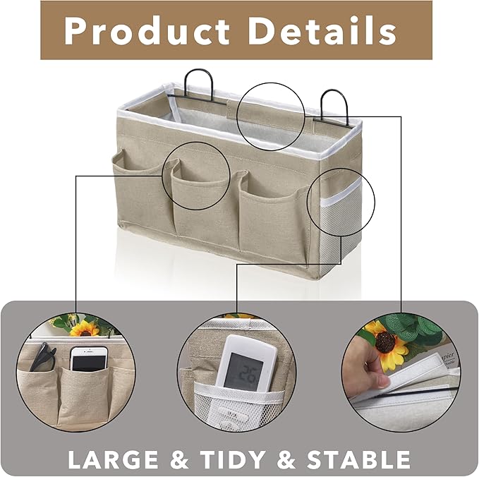 2pcs Light-Style Wall Hanging Storage Bag, Linen Fabric Door Hanging Organizer