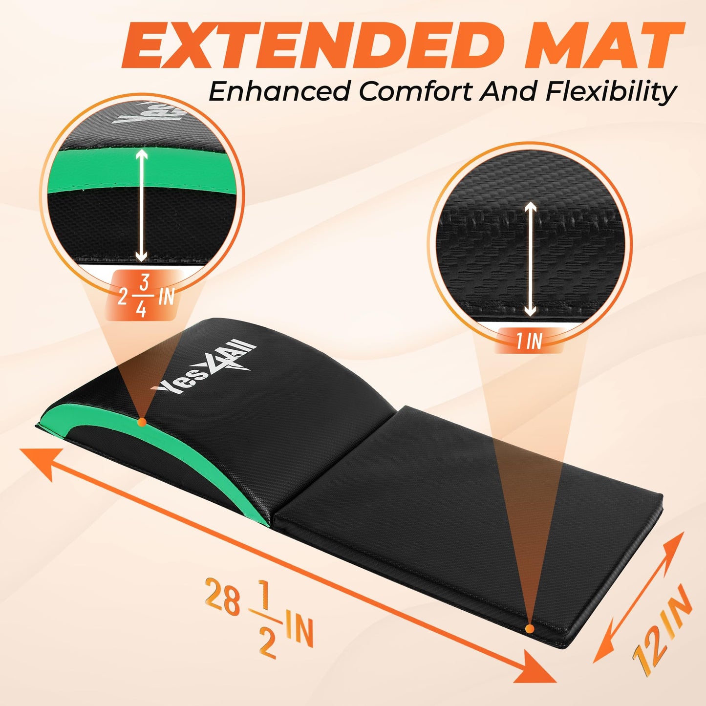 Yes4All Ab Exercise Mat Tailbone & No Tailbone, Foldable Abdominal Sit Up Support Pad, Abs Workout Equipment for Core Training and Lower Back