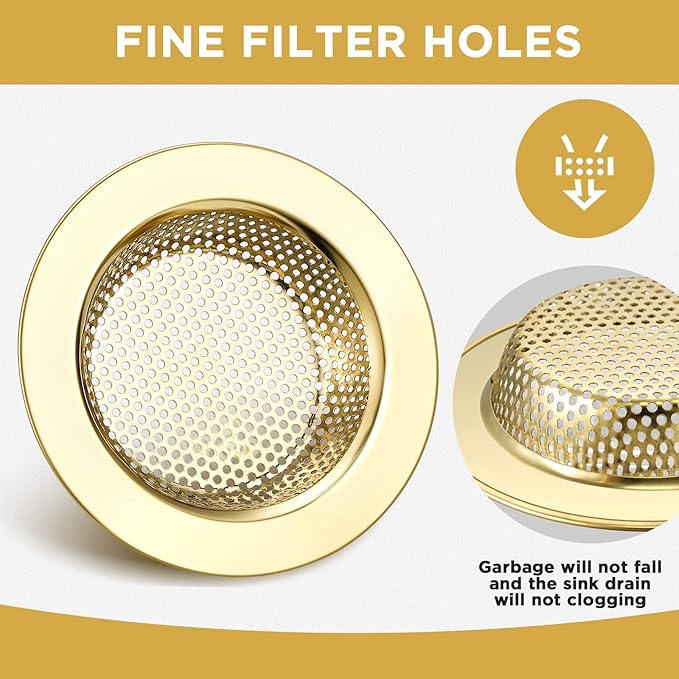 Retisee 2 Pcs Sink Strainer Stainless Steel Kitchen Sink Drain Strainer Basket