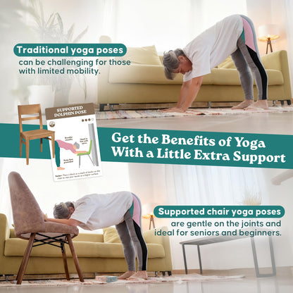60 Chair Yoga Exercises – Gentle Workouts for Flexibility, Balance & Strength – Big 4″ x 6″ Cards with Step-by-Step Large-Text Instructions – Guidebook & 10 Pre-Made Routines for Seniors & Beginners