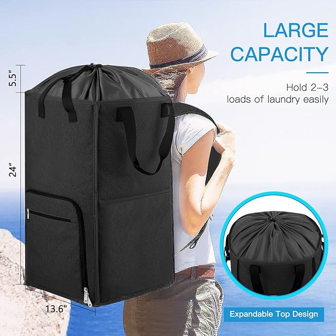 Laundry Backpack Bag, Bukere Extra Large 2 in 1 Laundry Hamper Basket