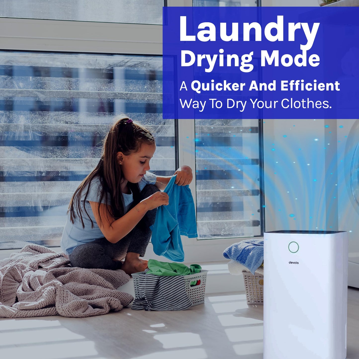 Devola 12L/day Low Energy Dehumidifier, Quiet & Energy Efficient (costs less than 5p per hour) Dehumidifiers for Home, Laundry Drying Dehumidifier, Dust Filter, Continuous drainage
