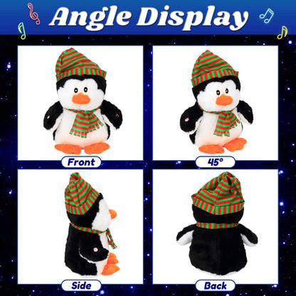 Cuteoy Light-up Singing Plush Penguin LED Musical Stuffed Animal Adjustable Volume Lullaby Plushies Birthday Christmas Toy Gifts for Kids Toddler Girls, 11"