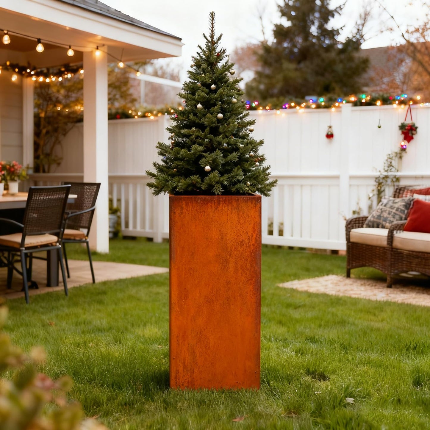 GZLVSOW Corten Steel Planter Box for Outdoor Plants 14"x14"x30" Metal Planter Spliced Planter Box with Removable Insert Sherf for Outside,Indoor,Garden (Corten, 14 * 14 * 30)