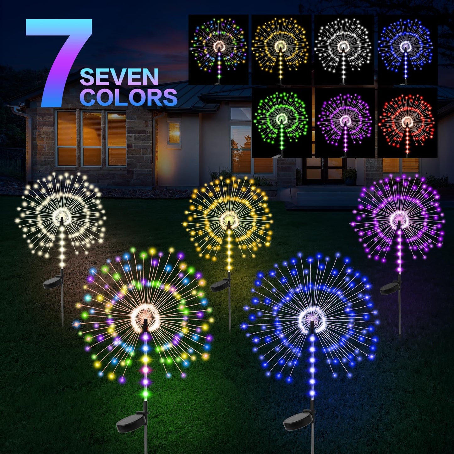 2 Pack 250LED Solar Garden Lights Outdoor, Dual Lighting Modes Firework Lights Solar Powered, Waterproof Twinkle Fairy Light Outside for Yard Patio Pathway Christmas Party Decorative(Red)