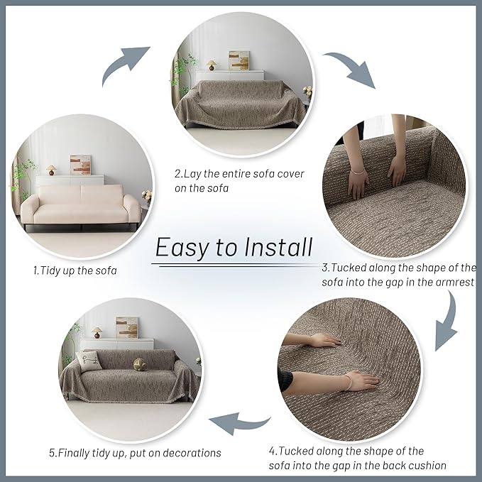 MYSKY HOME Couch Covers for 2 Cushion Couch Sectional Sofa, L Shape Sofa