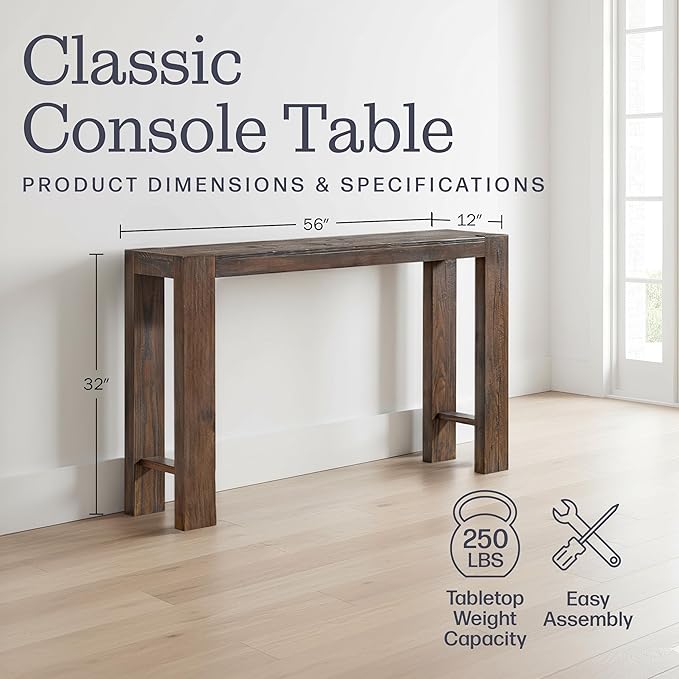 Alaterre Furniture Classic Solid Wood Console Table