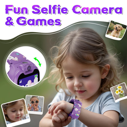 Contixo KW01 Smart Watches for Kids, Purple 1.54" HD Touch Screen Educational Smartwatch Toy with Games Camera Video Recorder Calculator Flashlight Music Player Gift for 3-12 Years Old Boys Girls