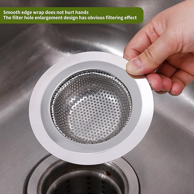 2Pcs Kitchen Sink Drain Strainer, Stainless Steel Kitchen Sink Strainer