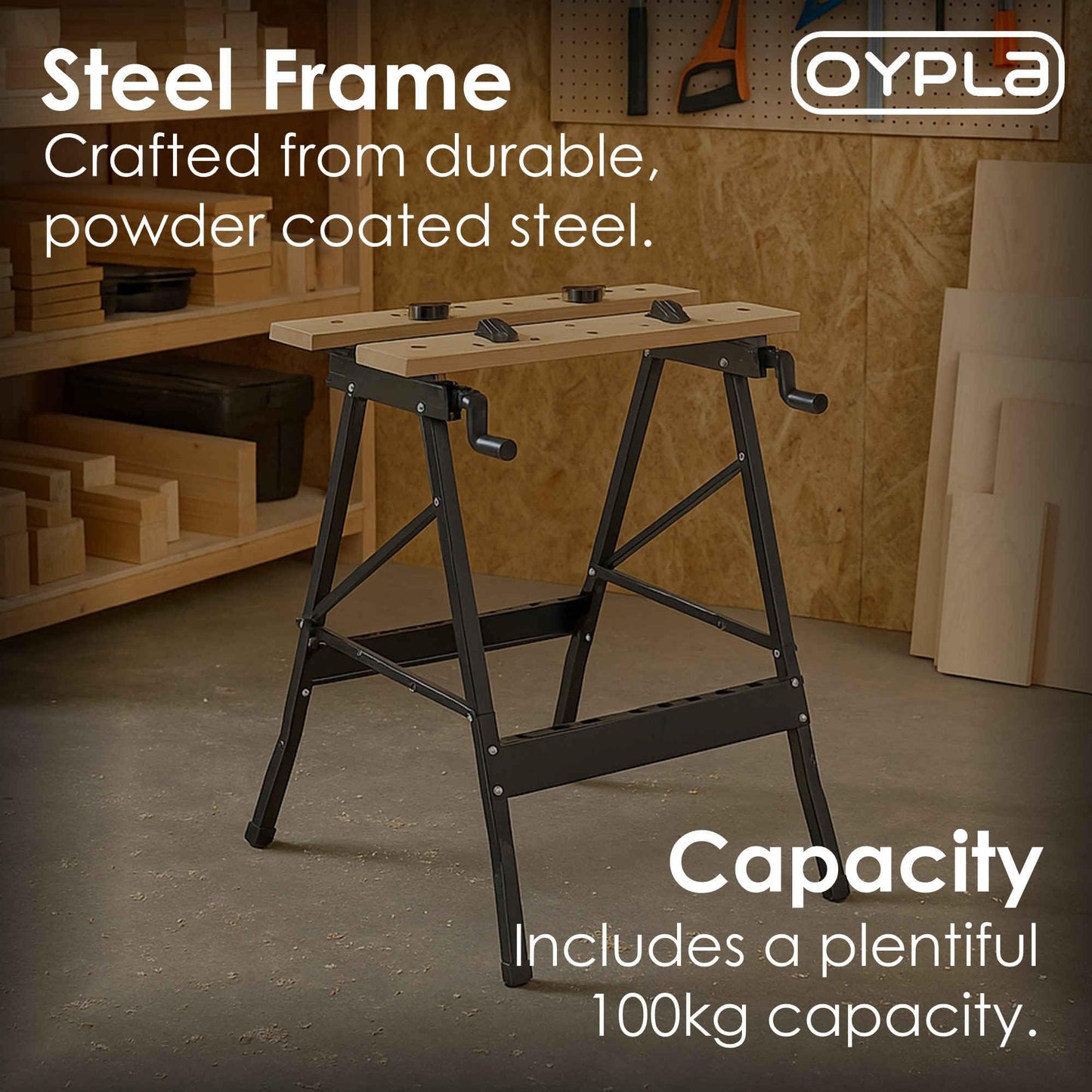 Oypla Folding Foldable Trestle Work Bench Workbench Portable 100kg