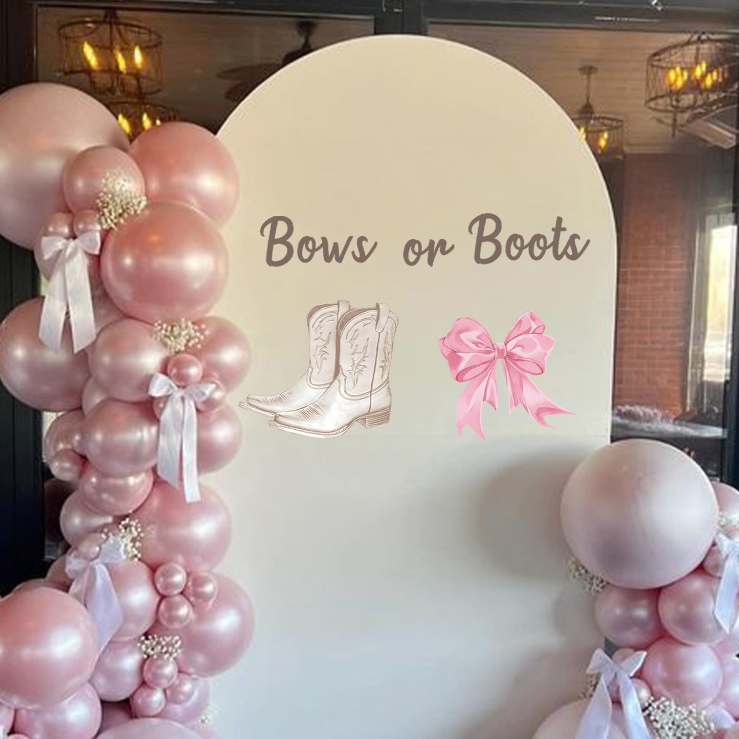 Capiont Boots Or Bows Decal - Gender Reveal Party Boy Or Girl Decoration, Bunting Party Supplies Backdrops, Baby Gender Reveal Party Balloon Arch Decal