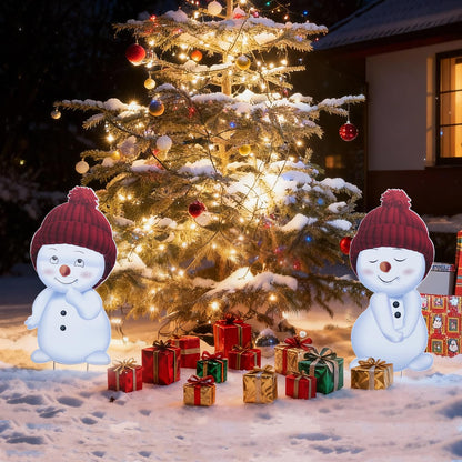 Jo.Devivre Christmas Decorations Outdoor, 2pcs Cute Snowman Yard Stakes, Large Snowman Garden Decorative Stakes for Christmas Decor, Yard Signs for Garden, Home, Lawn,Patio&Planter