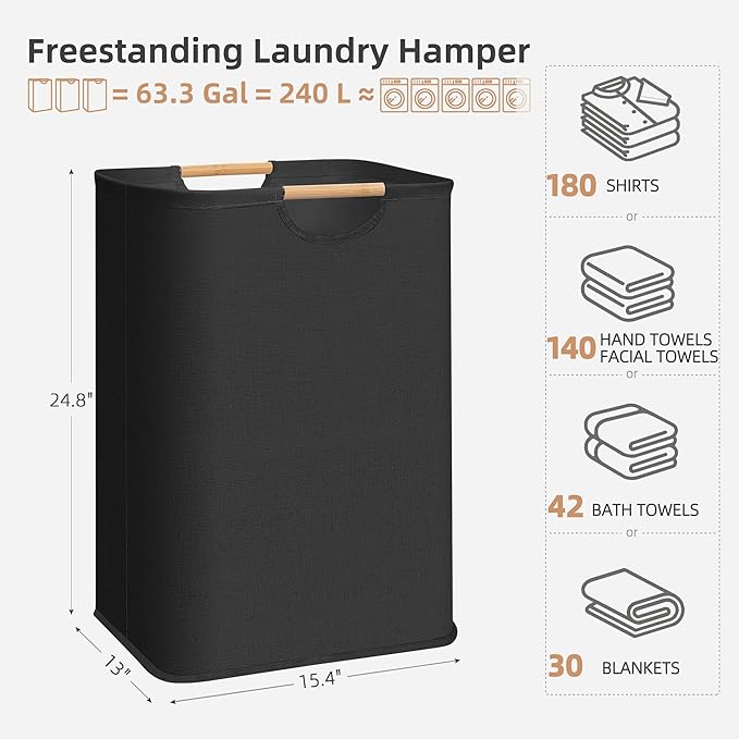 STORAGE MANIAC 3-Pack Large Laundry Hamper, 80L Collapsible Laundry Basket