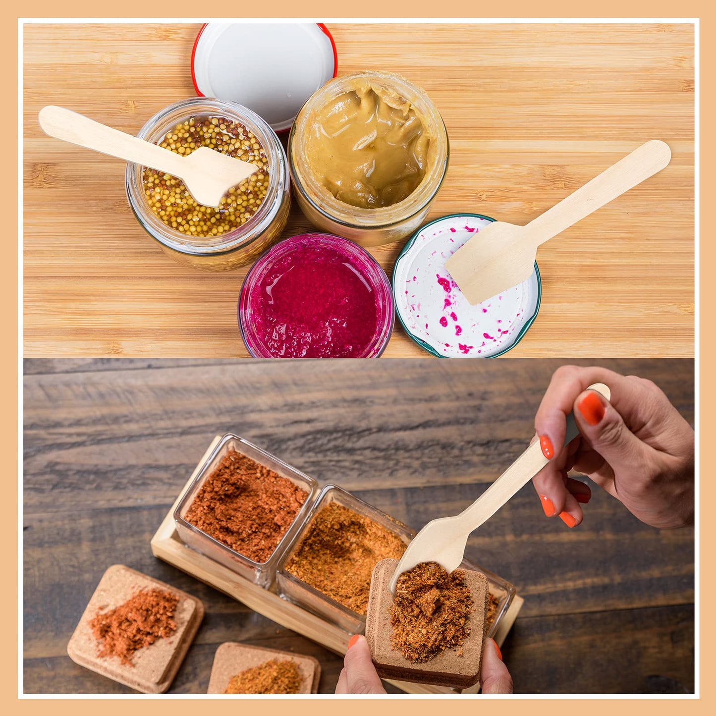 Sieral 1000 Pack 3.74" Disposable Mini Wooden Spoons Bulk Square End Tasting Sampling Ice Cream Spoons for Tasting Yogurt, Ice Cream, Dessert