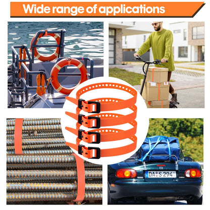 Blulu 8 Pack Reusable Industrial Straps 20" Length Reliable Tension Straps for Securing Bike Motor Gear -70 Lb. Working Load, Elastic Cable Ties for Welders Skis, Garden Hoses (Orange)