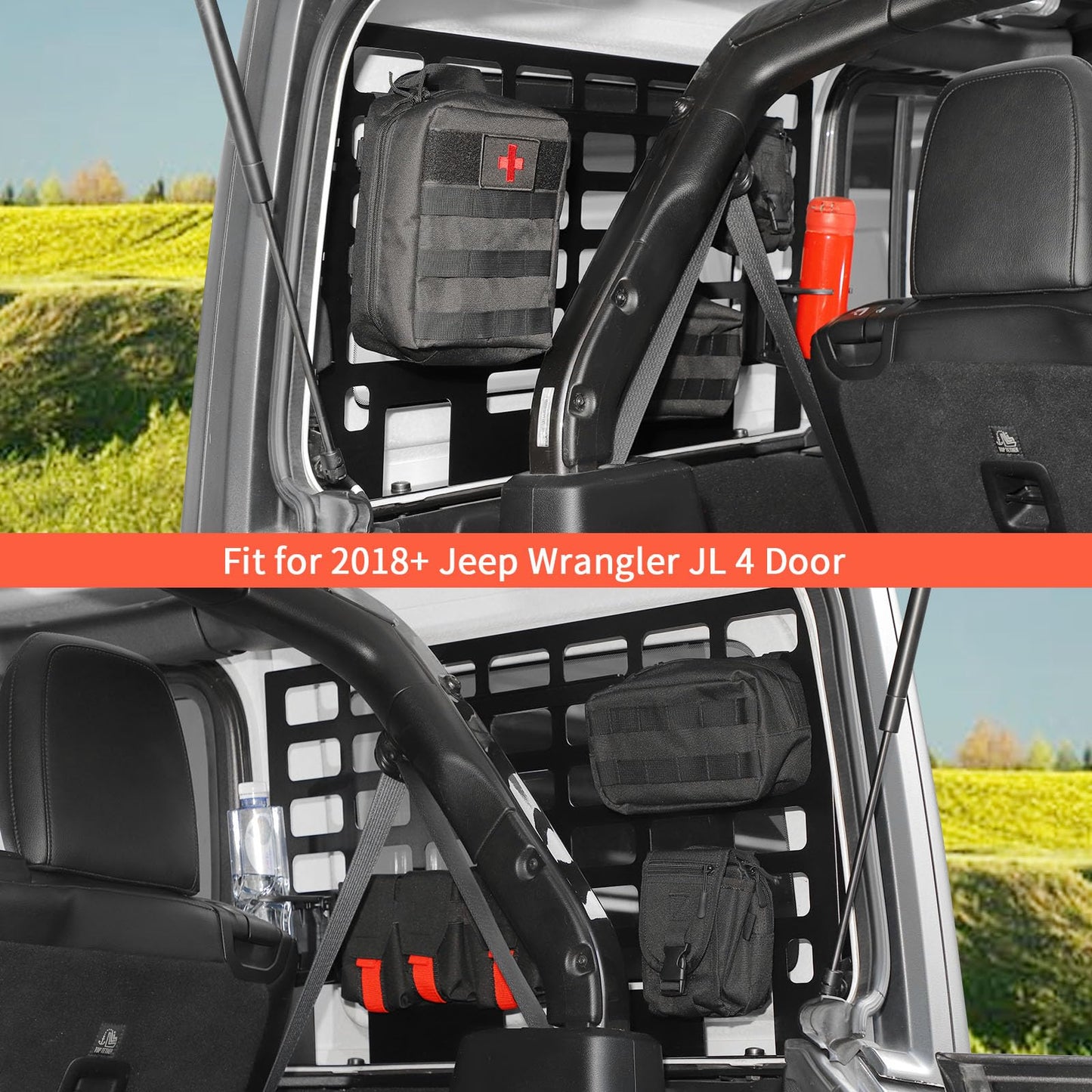 JeCar Trunk Side Window Molle Storage Organizer Metal Racks for 2018-2025 Jeep Wrangler JL, 2PCS