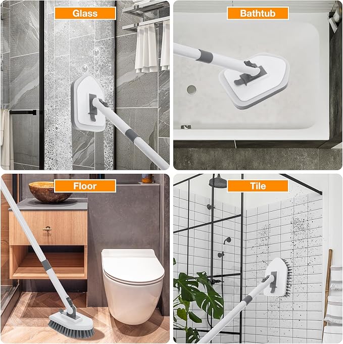 4 in 1 Shower Scrubber Cleaning Brush, Tub and Tile Scrubber