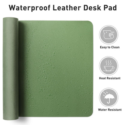Aothia Leather Desk Pad, Large Non-Slip Laptop Mat, Waterproof PU Leather Table Mat for Office and Home (60cmX35cm, Olive Green)