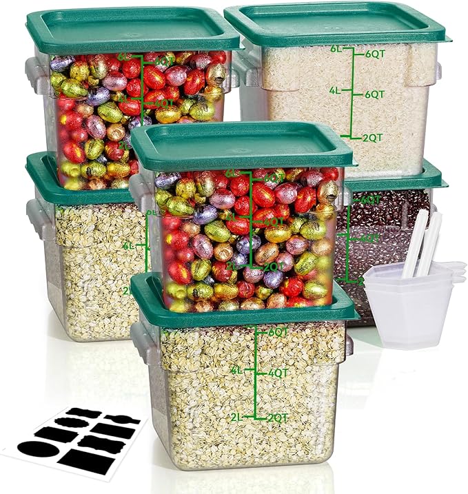 6QT NSF Food Storage Containers: 6PCS Commercial Clear Food Storage Containers