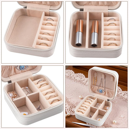 QUYLIXX 12 Pcs Mini Travel Jewelry Case Bridesmaid Proposal Gift Boxes Small Jewelry Organizer PU Leather Earring Organizer Box Bulk Travel Accessories Portable Travel Jewelry Holder
