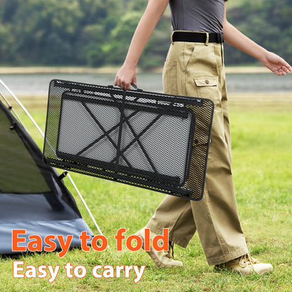 Nice C Camping Kitchen Table, Portable Folding Camp Cook Station, Storage Organizer, with Light Poles, Storage, Side Bag, Side Hooks, for Outdoor, Picnic, Beach, RV Traveling (Black)