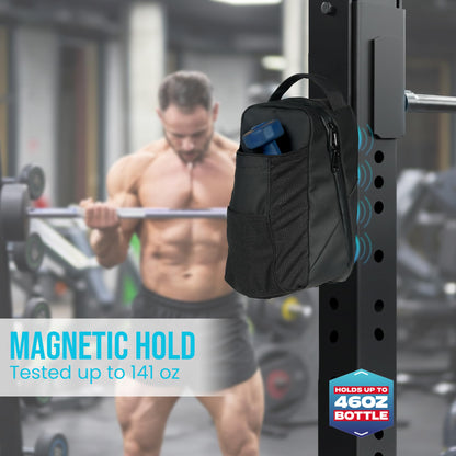 FB Fittbag™ Magnetic Gym Bag for Men - Crossbody Water Bottle Holder with Strap, USB Port, RFID-Blocking Pocket - Magnet Clip for Lockers, Racks & Golf Carts, 1.5L Capacity