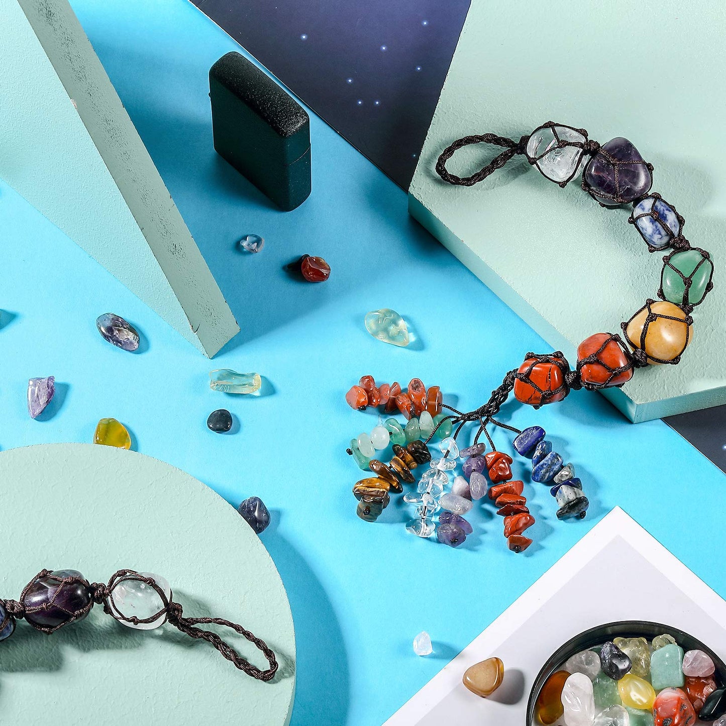 7 Chakra Gemstones Crystal Healing Hanging Ornament, Good Luck Indoor Home Wall Decoration, Feng Shui Ornament, Car Window Decoration, Christmas Trees Ornament (1 Piece)