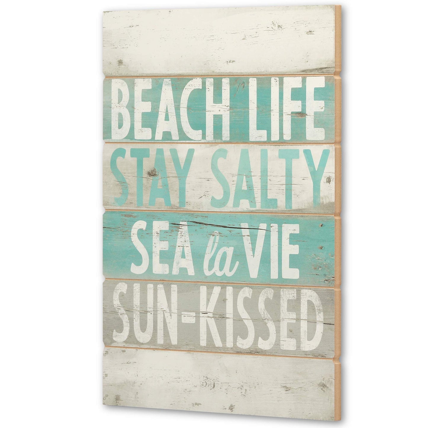 Open Road Brands Beach Life Wood Wall Decor - Distressed Planked Wood Beach Sign For Living Room or Bedroom