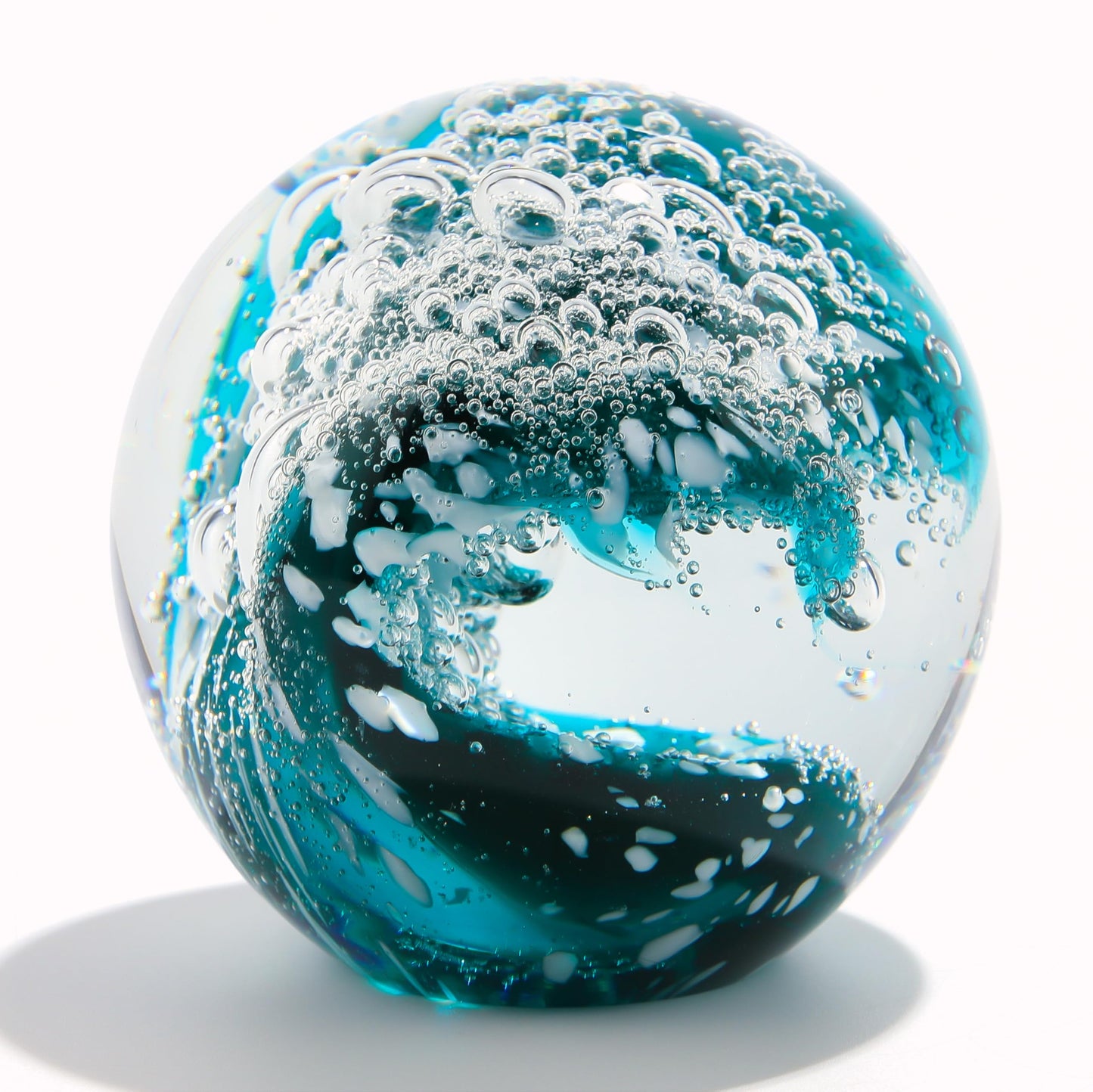 Qianwei Ocean Waves Hand Blown Glass Decor Crystal Ball Sea Figurines Gifts