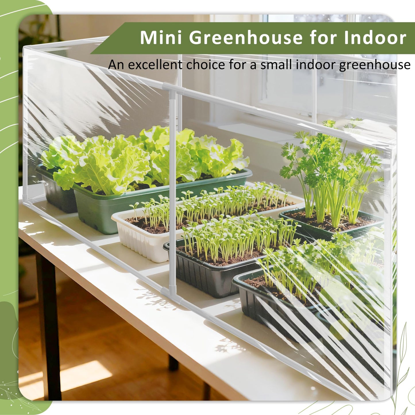 U0U Mini Greenhouse for Indoor Plants,Portable Small Greenhouse with Plastic Film,Indoor Greenhouses for Small Plant Seed Starter Tray, Sprouting
