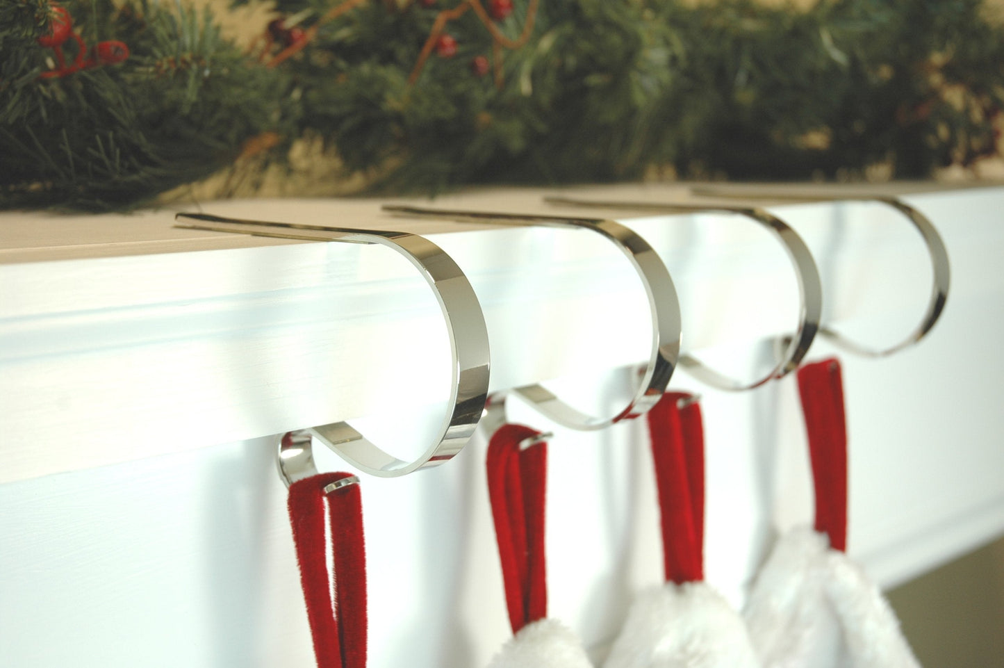 Haute Decor The Original MantleClip Stocking Holder - 6 Pack (Silver) - Safe and Secure - Adjusts to Fit Mantels Up to 3 Inches Thick