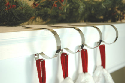 Haute Decor The Original MantleClip Stocking Holder - 6 Pack (Silver) - Safe and Secure - Adjusts to Fit Mantels Up to 3 Inches Thick
