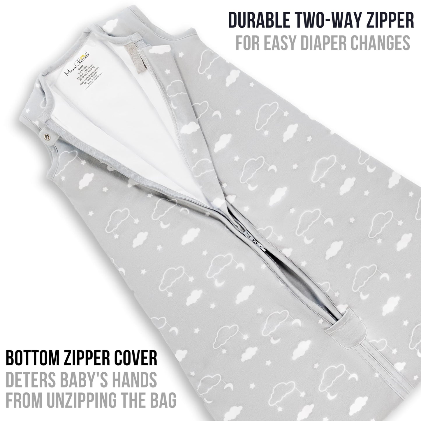 Mama Cheetah Baby Sleep Sack 2.5 TOG, Winter Baby Sleeping Bag with 2-Way Zipper, Organic Cotton Swaddle Transition Wearable Blanket for Boy Girl Infant Toddler, 6-12 Months, 1-Pack