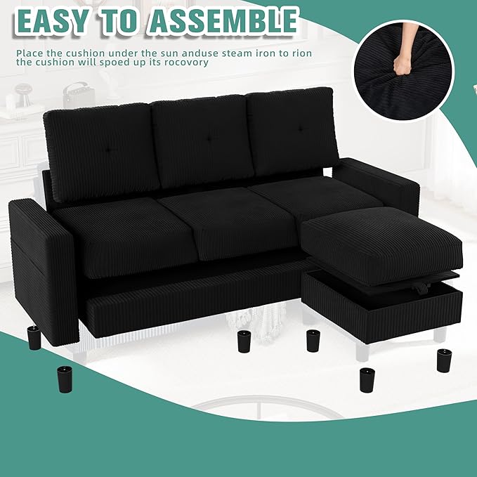 SUNLEI Convertible Sectional Couch Sofa