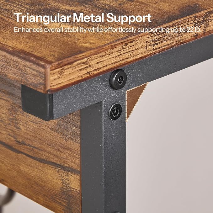 HOOBRO C-Shaped End Table with Charging Station, Adjustable Height Sofa Tray
