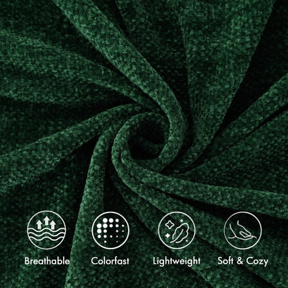 BATTILO HOME Chenille Knit Throw Blanket for Couch, Soft Cozy Christmas Green Knitted Throw Blanket with Fringe, Lightweight Blanket for Christmas Decoration, 50"x60"