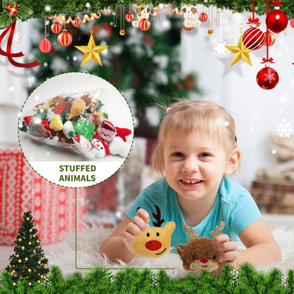 Hsodnr 60 Pack Christmas mini Plush Toy，Mini Set Plush Christmas Ornaments， Angel Santa Claus Snowman Reindeer Mini Christmas Tree Ornaments，Gifts for Children