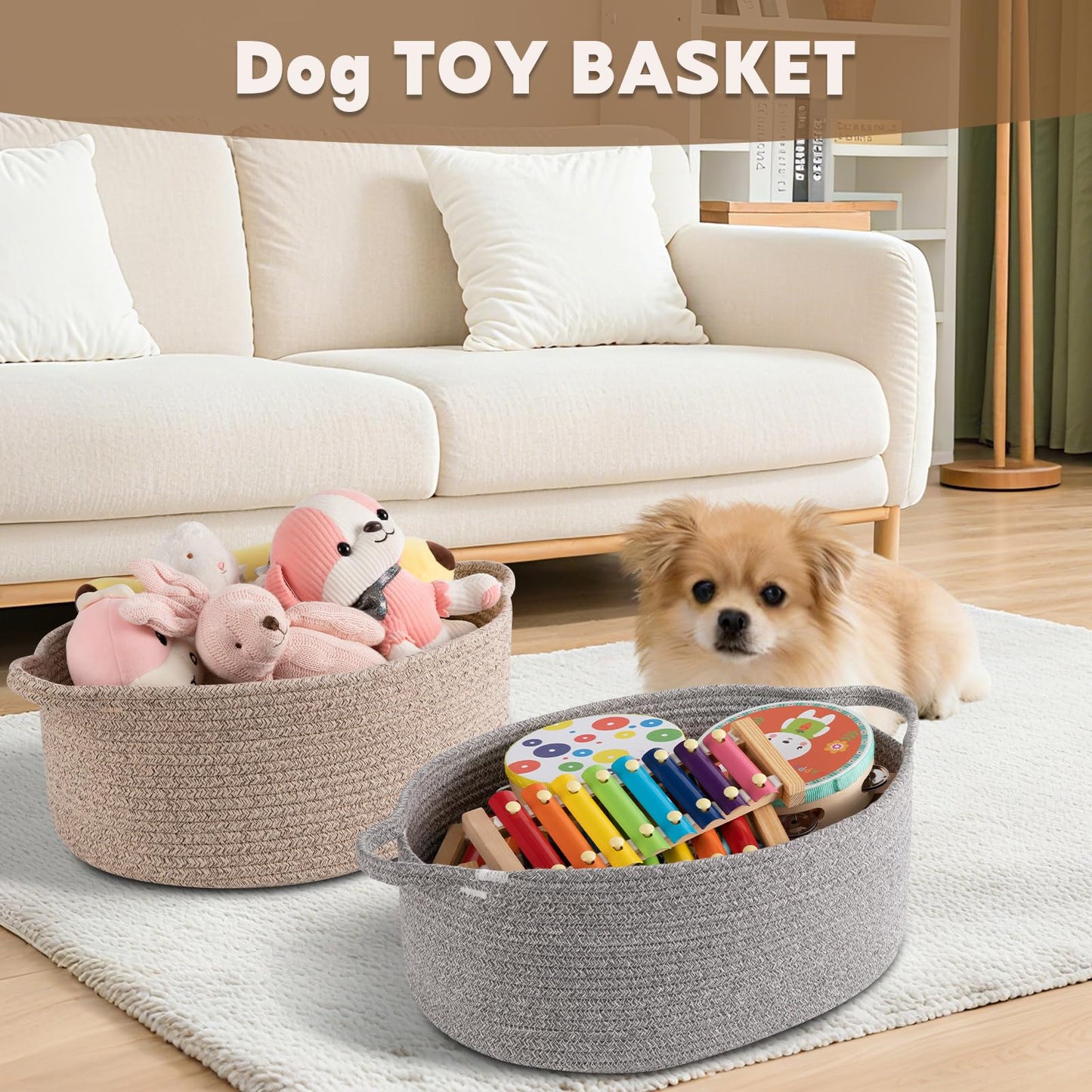 OIAHOMY Large Gift Basket Empty 17" x 12.6" x 7", Storage Basket with Gift Bag, Ribbon and Glitter Tulle for DIY Anytime, Toy Storage for Kids, Dogs with Handles in A Stylish Design - Green