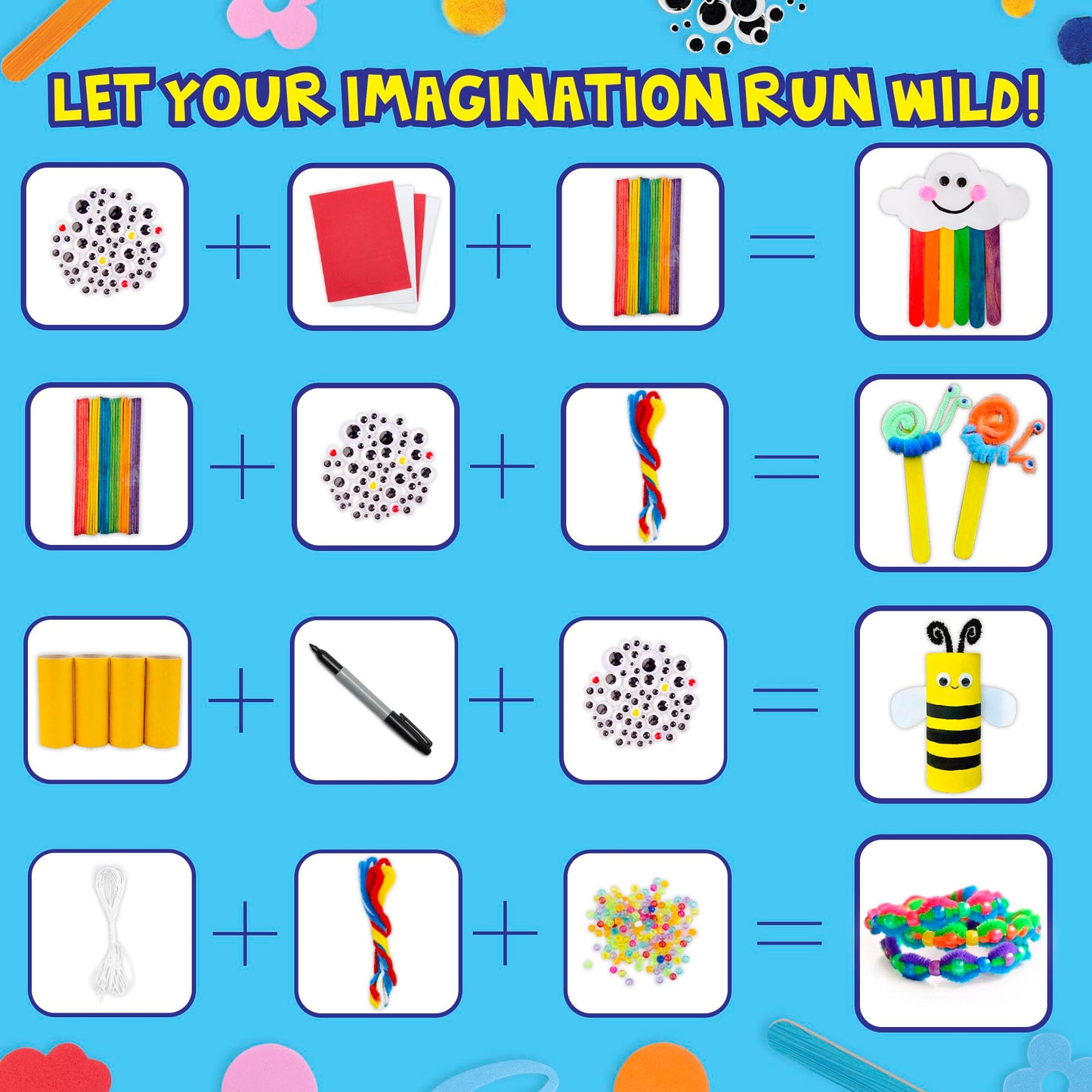 abeec Giant Craft Kit for Kids | 1000+ Piece Art & Craft Supplies Box | DIY Arts Set with Pom Poms, Beads, Stickers & More | Creative Activities for Boys & Girls | Gift for Ages 5+