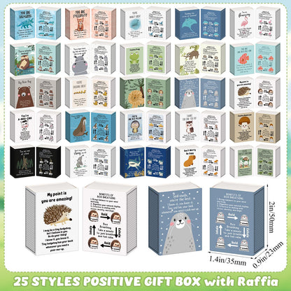 Cinnvoice 100 Sets Emotional Employee Appreciation Gift Bulk Positive Tiny Animals with Inspirational Card Box Breathing Gift for Dispatcher Lab Week Staff Coworker Team Teacher Nurse (Various Styles)