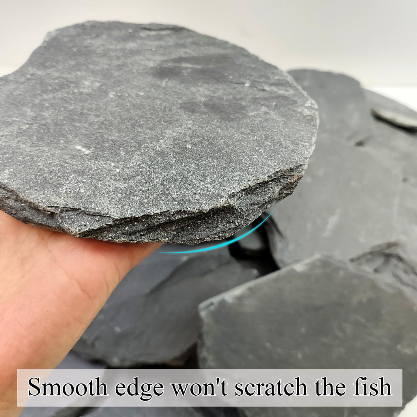 YISZM Slate Rock for Aquarium, 5-7 Inch Polished Natural Stone Rocks, Fish Tank Decor, Aquascaping Rocks, Safe for Aquariums, Terrariums, 10 lbs