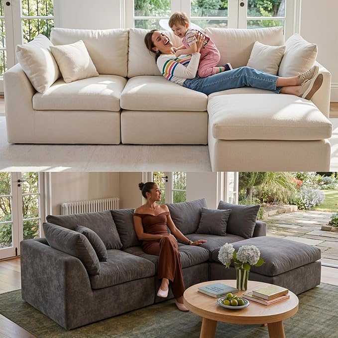 Amsleekey 108" Cloud Sectional Couches,