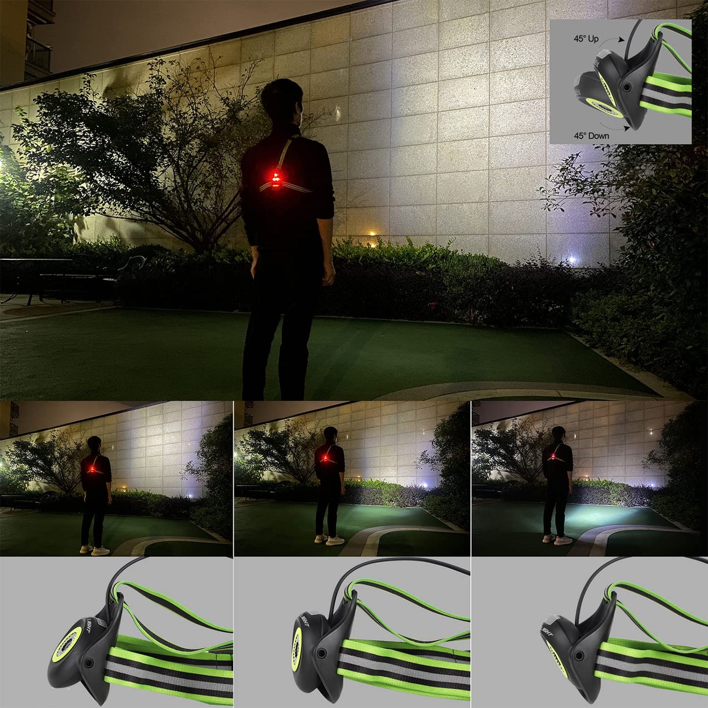 WESTGIRL Running Light, 90° Adjustable Beam Angle, 500 Lumens, Rechargeable USB Waterproof Running Lamp, Safety Light, Lightweight Sports Running Lights for Jogging, Hiking, Camping, Fishing