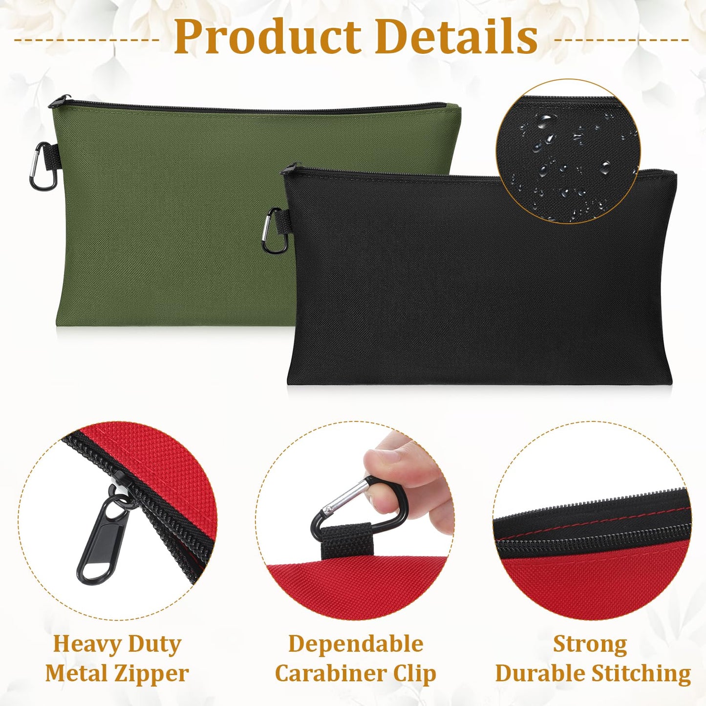 IANFAN 10 Pack Canvas Tool Bag Pouches, Heavy Duty Zipper Pouch Utility Pouches Multipurpose Canvas Tote Pouch Organizer for Storage Items Portable Supplies(12" x 7")