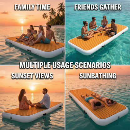 FluxionX Inflatable Dock Platform, 9'10" x 3'3" x 6" PVC Floating Water Platform with Non-Slip EVA Surface for Boats, Yachts, Jet Skis & Lake Leisure, Pump, Carry Bag & Repair Kit